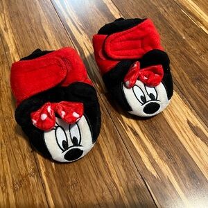 Never used Red and Black Minnie Mouse Slippers